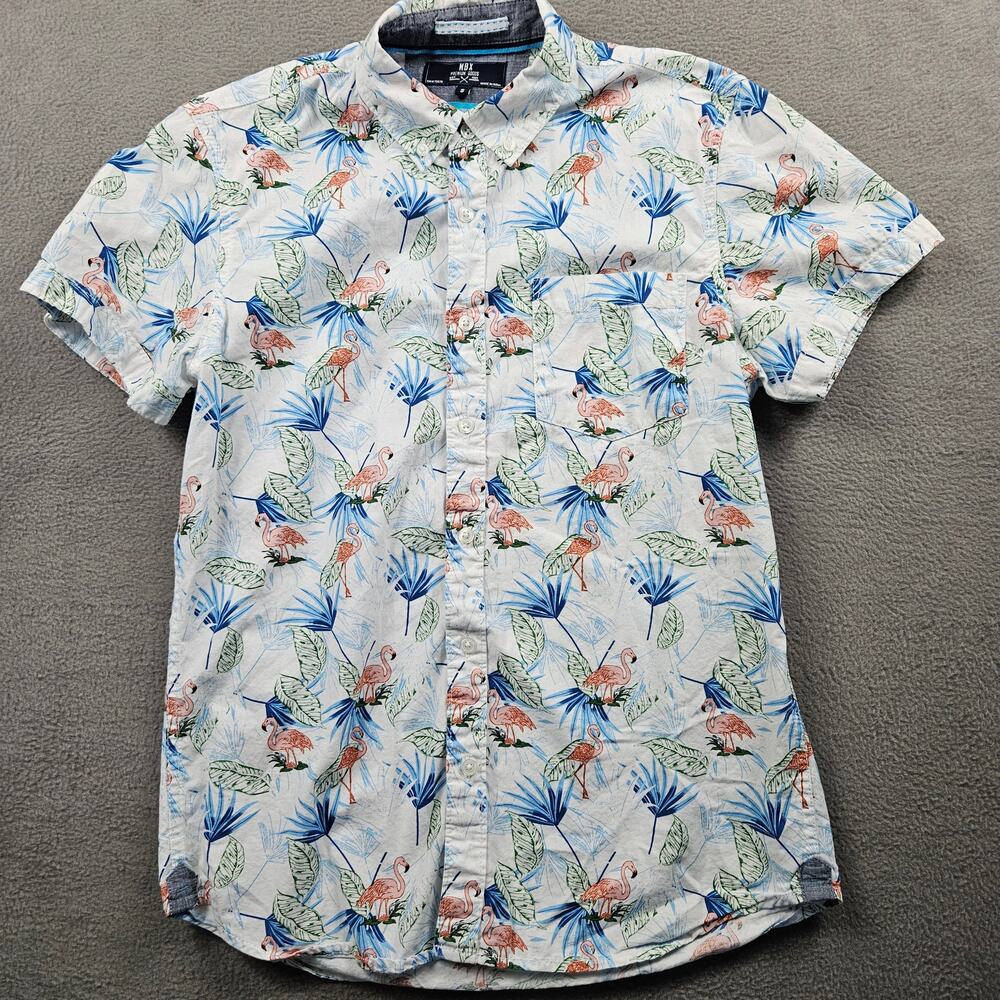 Flamingo Shirt Button Up MBX Premium Goods Mens Small Palm Leaf Preppy